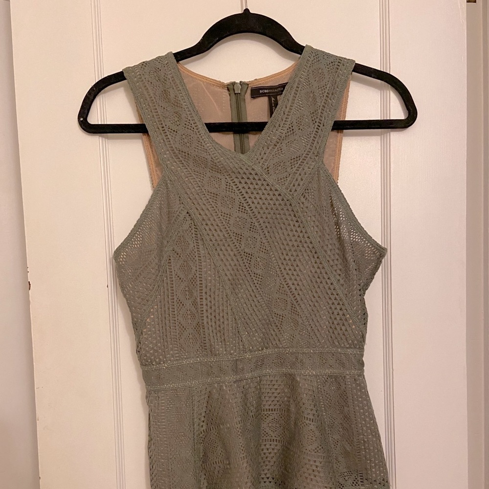 Olive Green BCBG Lace Mesh-lined Top Sz M